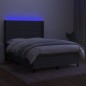 vidaXL Boxspringbett mit Matratze & LED Dunkelgrau 140x200 cm Stoff vidaXL Boxspringbett mit Matratze & LED Dunkelgrau 140x200 cm Stoff