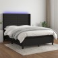 vidaXL Boxspringbett mit Matratze & LED Schwarz 140x200 cm Stoff vidaXL Boxspringbett mit Matratze & LED Schwarz 140x200 cm Stoff