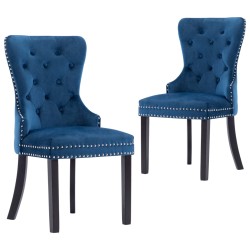 vidaXL Esszimmerstühle 2 Stk. Blau Samt