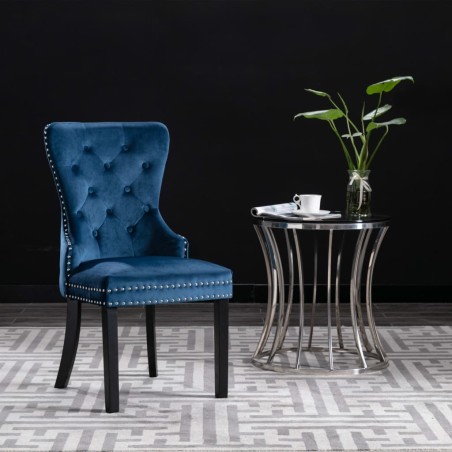 vidaXL Esszimmerstühle 2 Stk. Blau Samt
