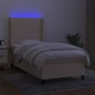 vidaXL Boxspringbett mit Matratze & LED Creme 90x200 cm Stoff vidaXL Boxspringbett mit Matratze & LED Creme 90x200 cm Stoff