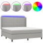 vidaXL Boxspringbett mit Matratze & LED Hellgrau 180x200 cm Stoff vidaXL Boxspringbett mit Matratze & LED Hellgrau 180x200 cm Stoff