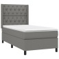 vidaXL Boxspringbett mit Matratze & LED Dunkelgrau 80x200 cm Stoff vidaXL Boxspringbett mit Matratze & LED Dunkelgrau 80x200 cm Stoff
