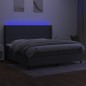 vidaXL Boxspringbett mit Matratze & LED Dunkelgrau 200x200 cm Stoff vidaXL Boxspringbett mit Matratze & LED Dunkelgrau 200x200 cm Stoff