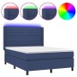 vidaXL Boxspringbett mit Matratze & LED Blau 140x200 cm Stoff vidaXL Boxspringbett mit Matratze & LED Blau 140x200 cm Stoff