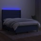 vidaXL Boxspringbett mit Matratze & LED Blau 140x200 cm Stoff vidaXL Boxspringbett mit Matratze & LED Blau 140x200 cm Stoff