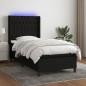 vidaXL Boxspringbett mit Matratze & LED Schwarz 90x190 cm Stoff vidaXL Boxspringbett mit Matratze & LED Schwarz 90x190 cm Stoff