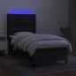 vidaXL Boxspringbett mit Matratze & LED Schwarz 90x190 cm Stoff vidaXL Boxspringbett mit Matratze & LED Schwarz 90x190 cm Stoff