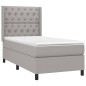 vidaXL Boxspringbett mit Matratze & LED Hellgrau 80x200 cm Stoff vidaXL Boxspringbett mit Matratze & LED Hellgrau 80x200 cm Stoff
