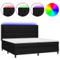 vidaXL Boxspringbett mit Matratze & LED Schwarz 200x200 cm Stoff vidaXL Boxspringbett mit Matratze & LED Schwarz 200x200 cm Stoff