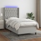 vidaXL Boxspringbett mit Matratze & LED Hellgrau 100x200 cm Stoff vidaXL Boxspringbett mit Matratze & LED Hellgrau 100x200 cm Stoff