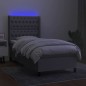 vidaXL Boxspringbett mit Matratze & LED Hellgrau 100x200 cm Stoff vidaXL Boxspringbett mit Matratze & LED Hellgrau 100x200 cm Stoff