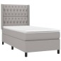 vidaXL Boxspringbett mit Matratze & LED Hellgrau 100x200 cm Stoff vidaXL Boxspringbett mit Matratze & LED Hellgrau 100x200 cm Stoff