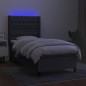 vidaXL Boxspringbett mit Matratze & LED Dunkelgrau 100x200 cm Stoff vidaXL Boxspringbett mit Matratze & LED Dunkelgrau 100x200 cm Stoff
