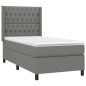 vidaXL Boxspringbett mit Matratze & LED Dunkelgrau 100x200 cm Stoff vidaXL Boxspringbett mit Matratze & LED Dunkelgrau 100x200 cm Stoff