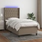 vidaXL Boxspringbett mit Matratze & LED Taupe 90x190 cm Stoff vidaXL Boxspringbett mit Matratze & LED Taupe 90x190 cm Stoff