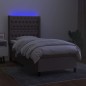 vidaXL Boxspringbett mit Matratze & LED Taupe 90x190 cm Stoff vidaXL Boxspringbett mit Matratze & LED Taupe 90x190 cm Stoff