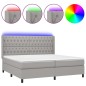 vidaXL Boxspringbett mit Matratze & LED Hellgrau 200x200 cm Stoff vidaXL Boxspringbett mit Matratze & LED Hellgrau 200x200 cm Stoff