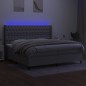 vidaXL Boxspringbett mit Matratze & LED Hellgrau 200x200 cm Stoff vidaXL Boxspringbett mit Matratze & LED Hellgrau 200x200 cm Stoff