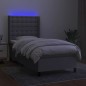 vidaXL Boxspringbett mit Matratze & LED Hellgrau 90x190 cm Stoff vidaXL Boxspringbett mit Matratze & LED Hellgrau 90x190 cm Stoff