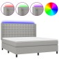 vidaXL Boxspringbett mit Matratze & LED Hellgrau 180x200 cm Stoff vidaXL Boxspringbett mit Matratze & LED Hellgrau 180x200 cm Stoff