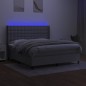 vidaXL Boxspringbett mit Matratze & LED Hellgrau 180x200 cm Stoff vidaXL Boxspringbett mit Matratze & LED Hellgrau 180x200 cm Stoff