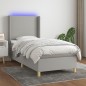 vidaXL Boxspringbett mit Matratze & LED Hellgrau 100x200 cm Stoff vidaXL Boxspringbett mit Matratze & LED Hellgrau 100x200 cm Stoff