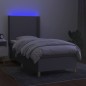 vidaXL Boxspringbett mit Matratze & LED Hellgrau 100x200 cm Stoff vidaXL Boxspringbett mit Matratze & LED Hellgrau 100x200 cm Stoff