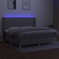 vidaXL Boxspringbett mit Matratze & LED Hellgrau 200x200 cm Stoff vidaXL Boxspringbett mit Matratze & LED Hellgrau 200x200 cm Stoff