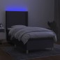 vidaXL Boxspringbett mit Matratze & LED Dunkelgrau 100x200 cm Stoff vidaXL Boxspringbett mit Matratze & LED Dunkelgrau 100x200 cm Stoff