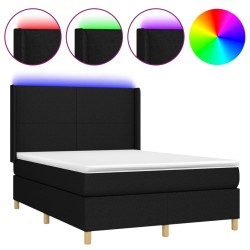 vidaXL Boxspringbett mit Matratze & LED Schwarz 140x190 cm Stoff