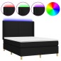 vidaXL Boxspringbett mit Matratze & LED Schwarz 140x190 cm Stoff vidaXL Boxspringbett mit Matratze & LED Schwarz 140x190 cm Stoff