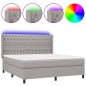 vidaXL Boxspringbett mit Matratze & LED Hellgrau 160x200 cm Stoff vidaXL Boxspringbett mit Matratze & LED Hellgrau 160x200 cm Stoff