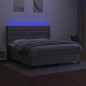vidaXL Boxspringbett mit Matratze & LED Hellgrau 160x200 cm Stoff vidaXL Boxspringbett mit Matratze & LED Hellgrau 160x200 cm Stoff