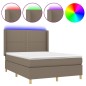 vidaXL Boxspringbett mit Matratze & LED Taupe 140x190 cm Stoff vidaXL Boxspringbett mit Matratze & LED Taupe 140x190 cm Stoff