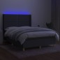 vidaXL Boxspringbett mit Matratze & LED Dunkelgrau 140x200 cm Stoff vidaXL Boxspringbett mit Matratze & LED Dunkelgrau 140x200 cm Stoff