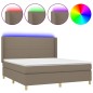 vidaXL Boxspringbett mit Matratze & LED Taupe 180x200 cm Stoff vidaXL Boxspringbett mit Matratze & LED Taupe 180x200 cm Stoff