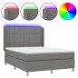 vidaXL Boxspringbett mit Matratze & LED Dunkelgrau 140x200 cm Stoff vidaXL Boxspringbett mit Matratze & LED Dunkelgrau 140x200 cm Stoff