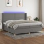 vidaXL Boxspringbett mit Matratze & LED Dunkelgrau 200x200 cm Stoff vidaXL Boxspringbett mit Matratze & LED Dunkelgrau 200x200 cm Stoff