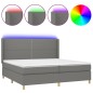vidaXL Boxspringbett mit Matratze & LED Dunkelgrau 200x200 cm Stoff vidaXL Boxspringbett mit Matratze & LED Dunkelgrau 200x200 cm Stoff
