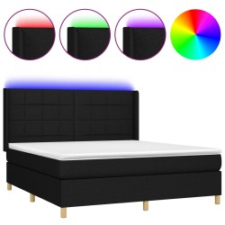 vidaXL Boxspringbett mit Matratze & LED Schwarz 180x200 cm Stoff