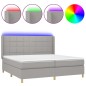 vidaXL Boxspringbett mit Matratze & LED Hellgrau 200x200 cm Stoff vidaXL Boxspringbett mit Matratze & LED Hellgrau 200x200 cm Stoff