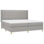 vidaXL Boxspringbett mit Matratze & LED Hellgrau 200x200 cm Stoff vidaXL Boxspringbett mit Matratze & LED Hellgrau 200x200 cm Stoff