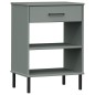 vidaXL Konsolenschrank OSLO mit Metallbeinen Grau Massivholz Kiefer vidaXL Konsolenschrank OSLO mit Metallbeinen Grau Massivholz Kiefer