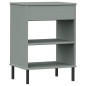 vidaXL Konsolenschrank OSLO mit Metallbeinen Grau Massivholz Kiefer vidaXL Konsolenschrank OSLO mit Metallbeinen Grau Massivholz Kiefer