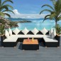 7-tlg. Garten-Lounge-Set mit Auflagen Poly Rattan Schwarz 7-tlg. Garten-Lounge-Set mit Auflagen Poly Rattan Schwarz