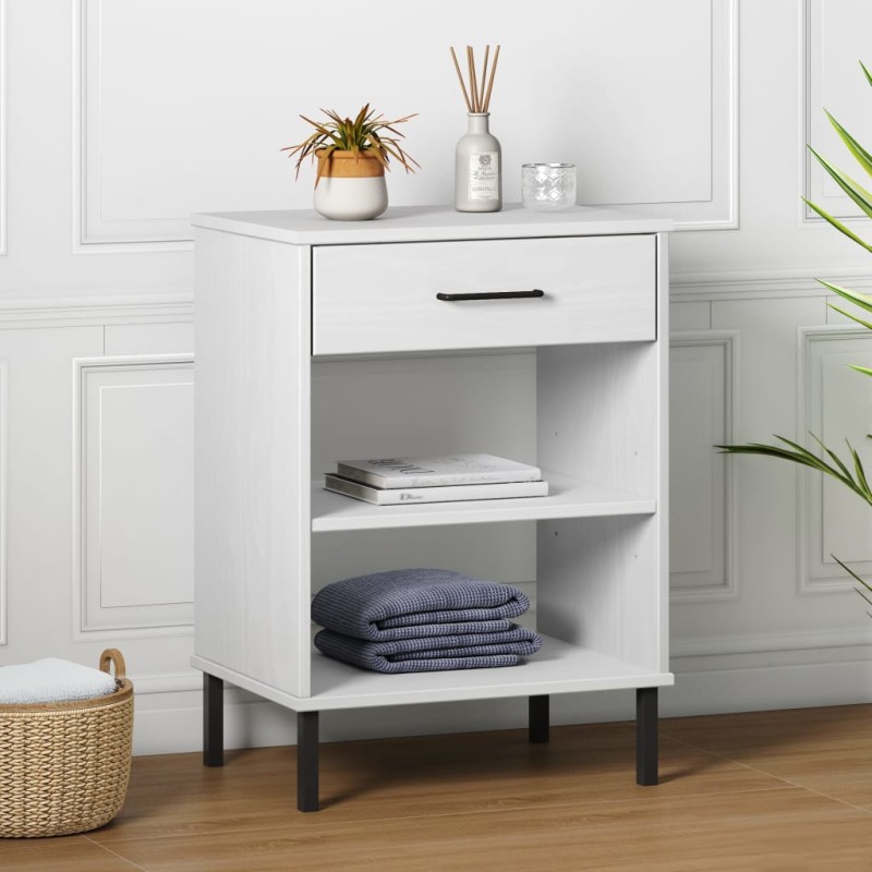 vidaXL Konsolenschrank OSLO mit Metallbeinen Weiß Massivholz Kiefer vidaXL Konsolenschrank OSLO mit Metallbeinen Weiß Massivholz Kiefer