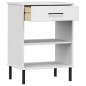 vidaXL Konsolenschrank OSLO mit Metallbeinen Weiß Massivholz Kiefer vidaXL Konsolenschrank OSLO mit Metallbeinen Weiß Massivholz Kiefer