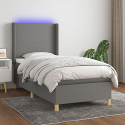 vidaXL Boxspringbett mit Matratze & LED Dunkelgrau 80x200 cm Stoff