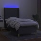 vidaXL Boxspringbett mit Matratze & LED Dunkelgrau 80x200 cm Stoff vidaXL Boxspringbett mit Matratze & LED Dunkelgrau 80x200 cm Stoff